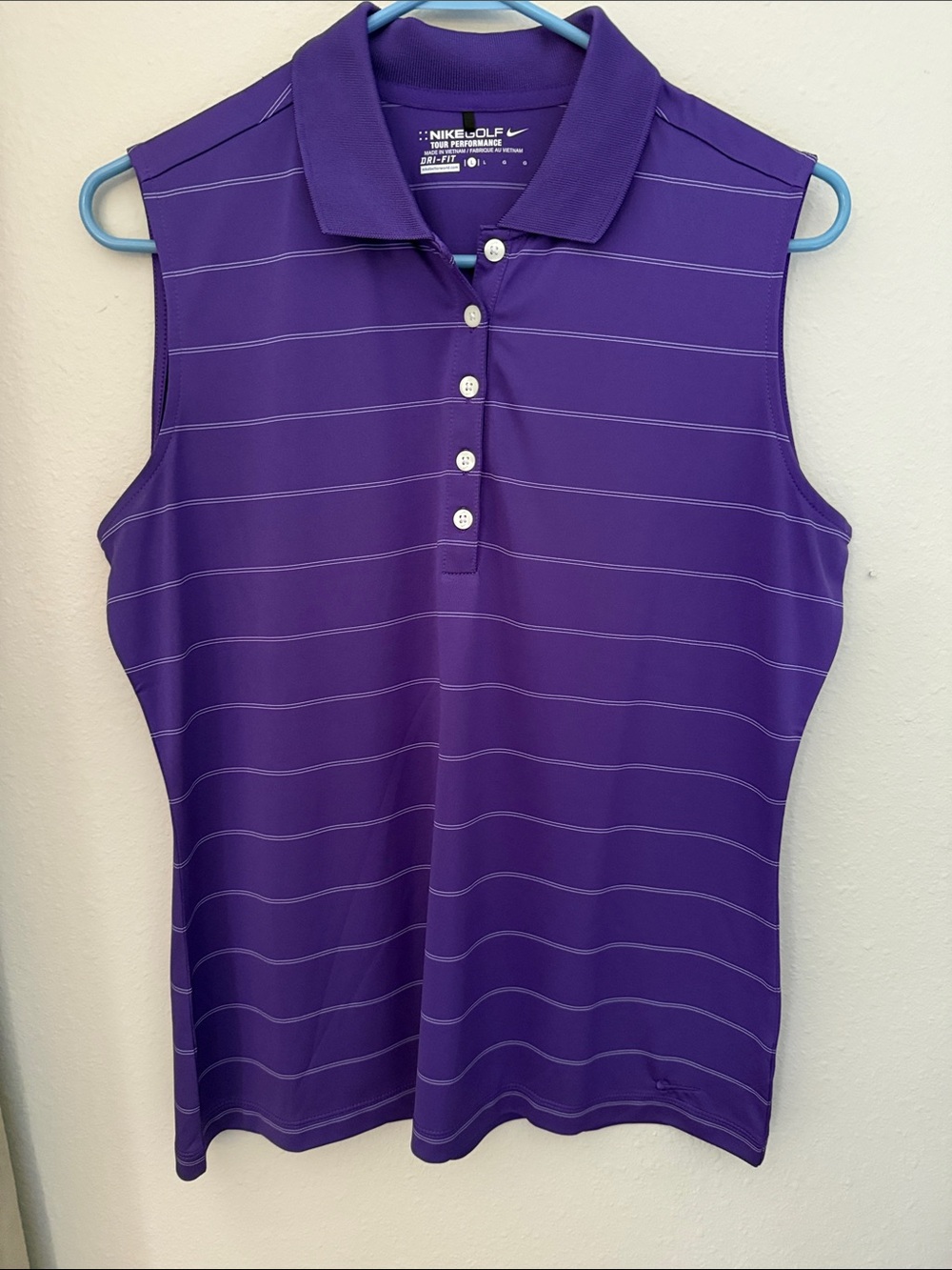 Nike Purple Sleeveless Polo Tank with Subtle Stripe